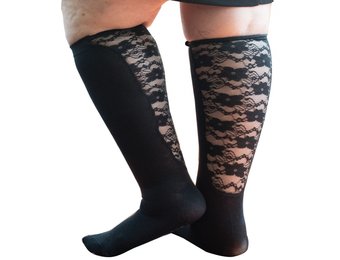 Xpandasox Effen met kanten panel