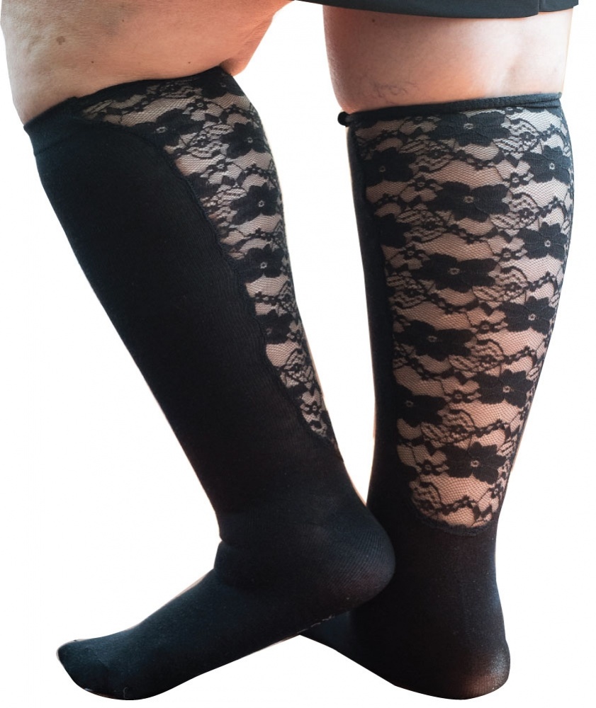 Xpandasox Effen met kanten panel