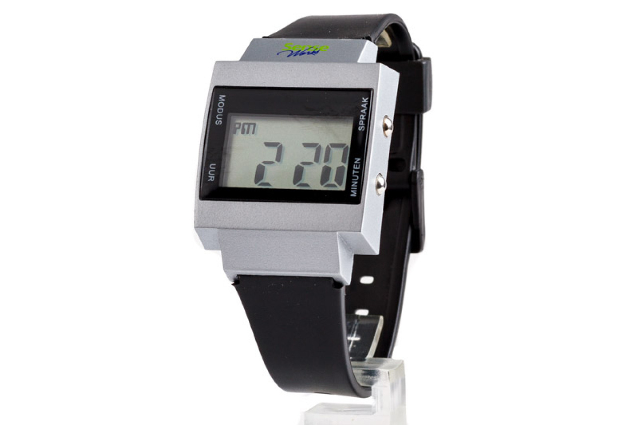 Nederlandssprekend horloge, zilver/zwart