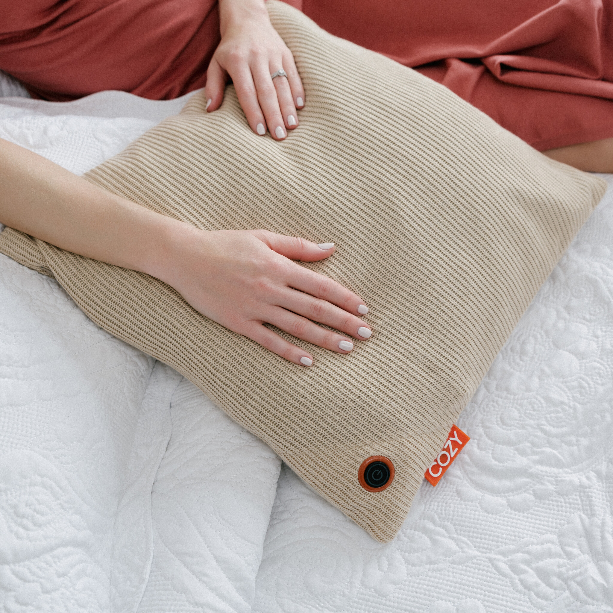 Cozy Una Knitted warmtekussen - 45x45 - 5000mah - Beige