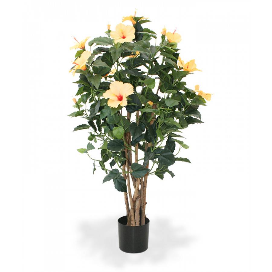 Hibiscus Deluxe kunstplant 100 cm oranje