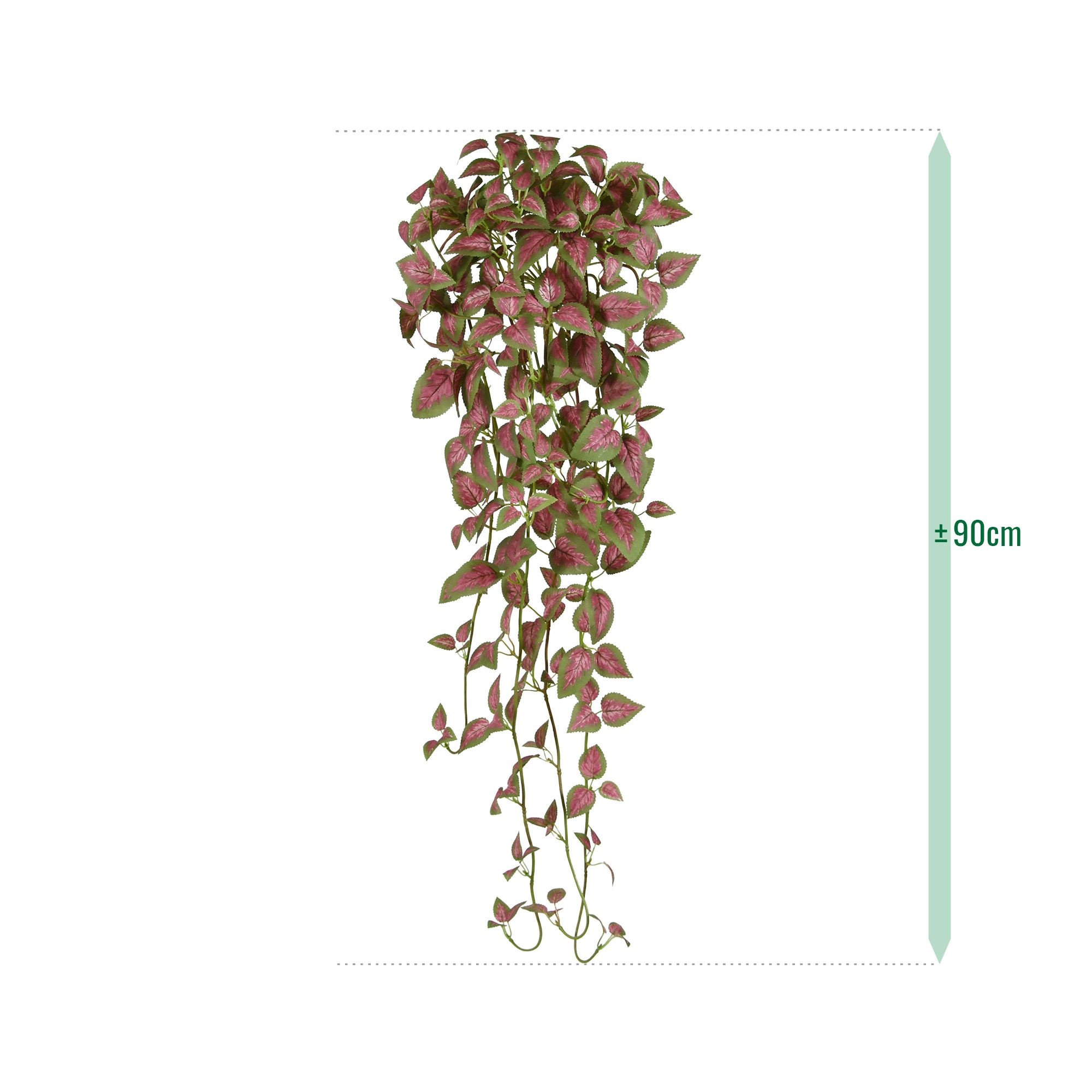 Coleus kunst hangplant 90cm rose/groen