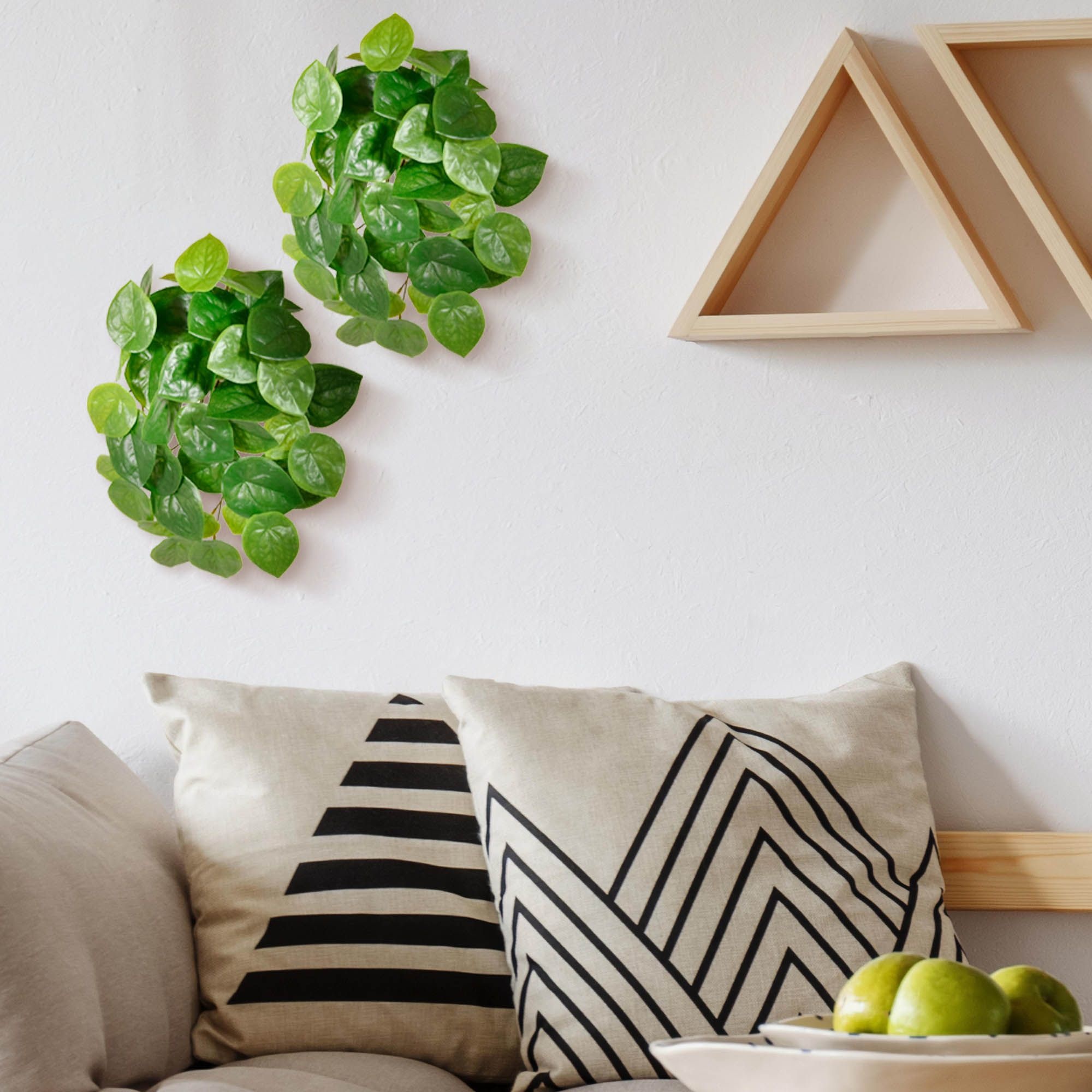 Pilea Peperomioides kunst hangplant 30cm bont
