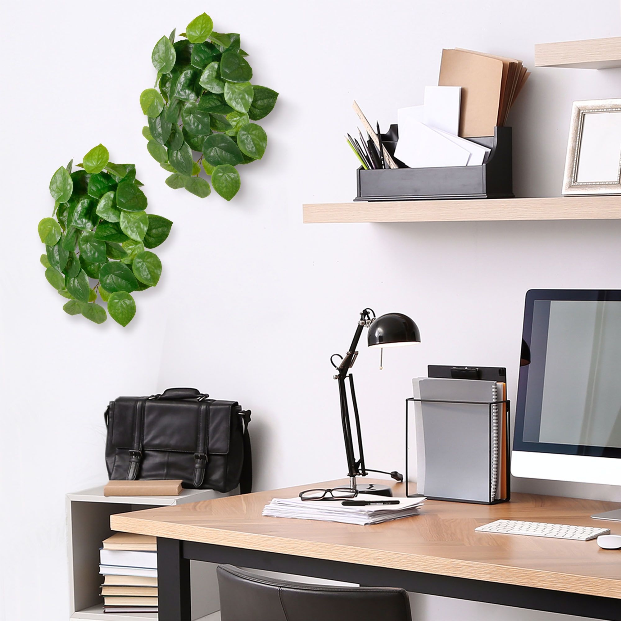 Pilea Peperomioides kunst hangplant 30cm bont