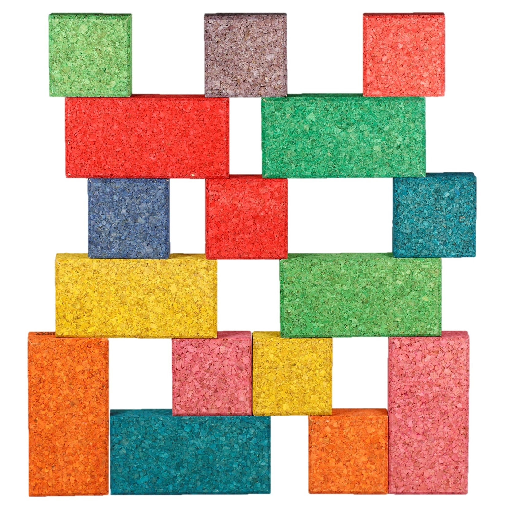 Kurk Blokken Cuboid Gekleurd 19 delig