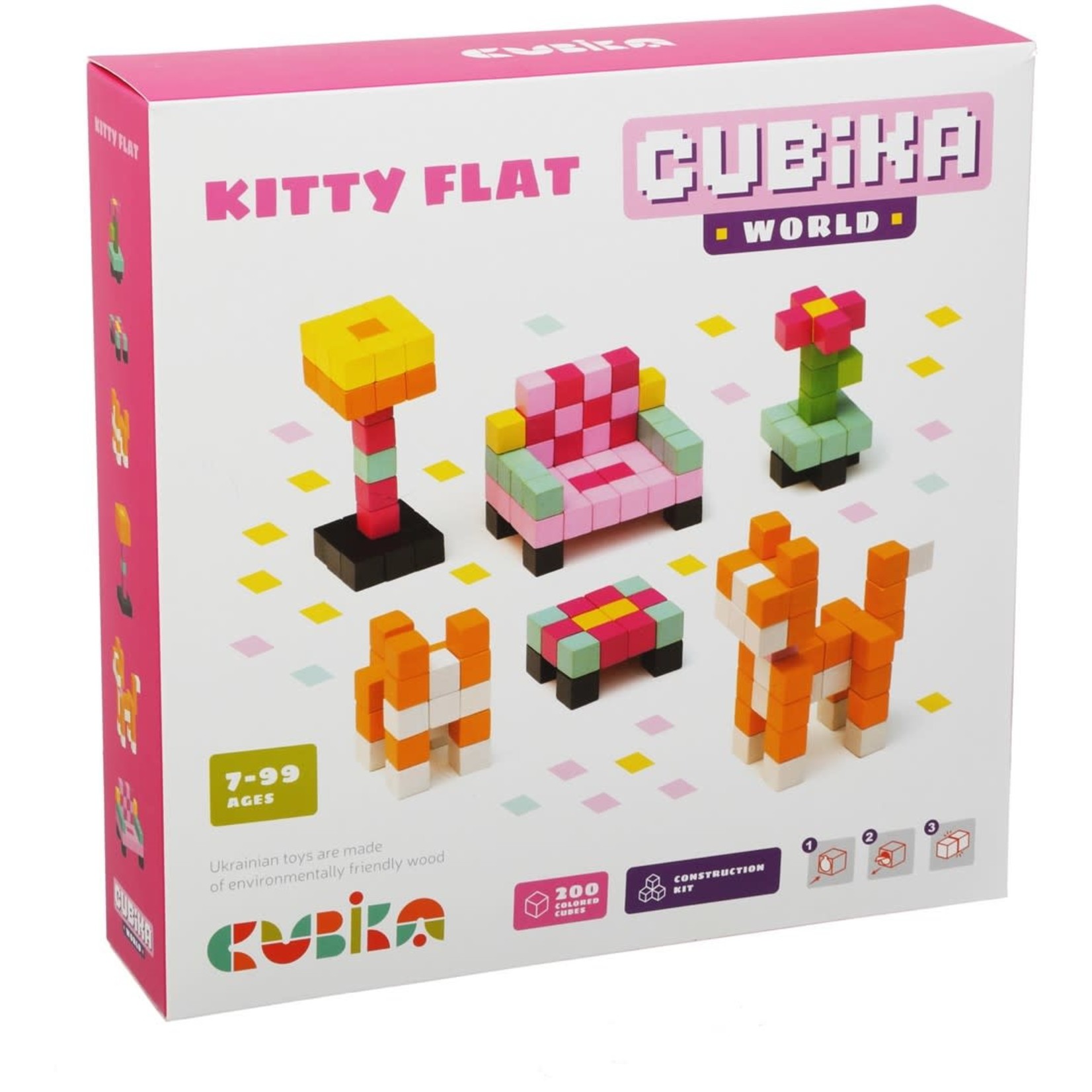 Houten Blokjes Bouwset - Kattenhuis