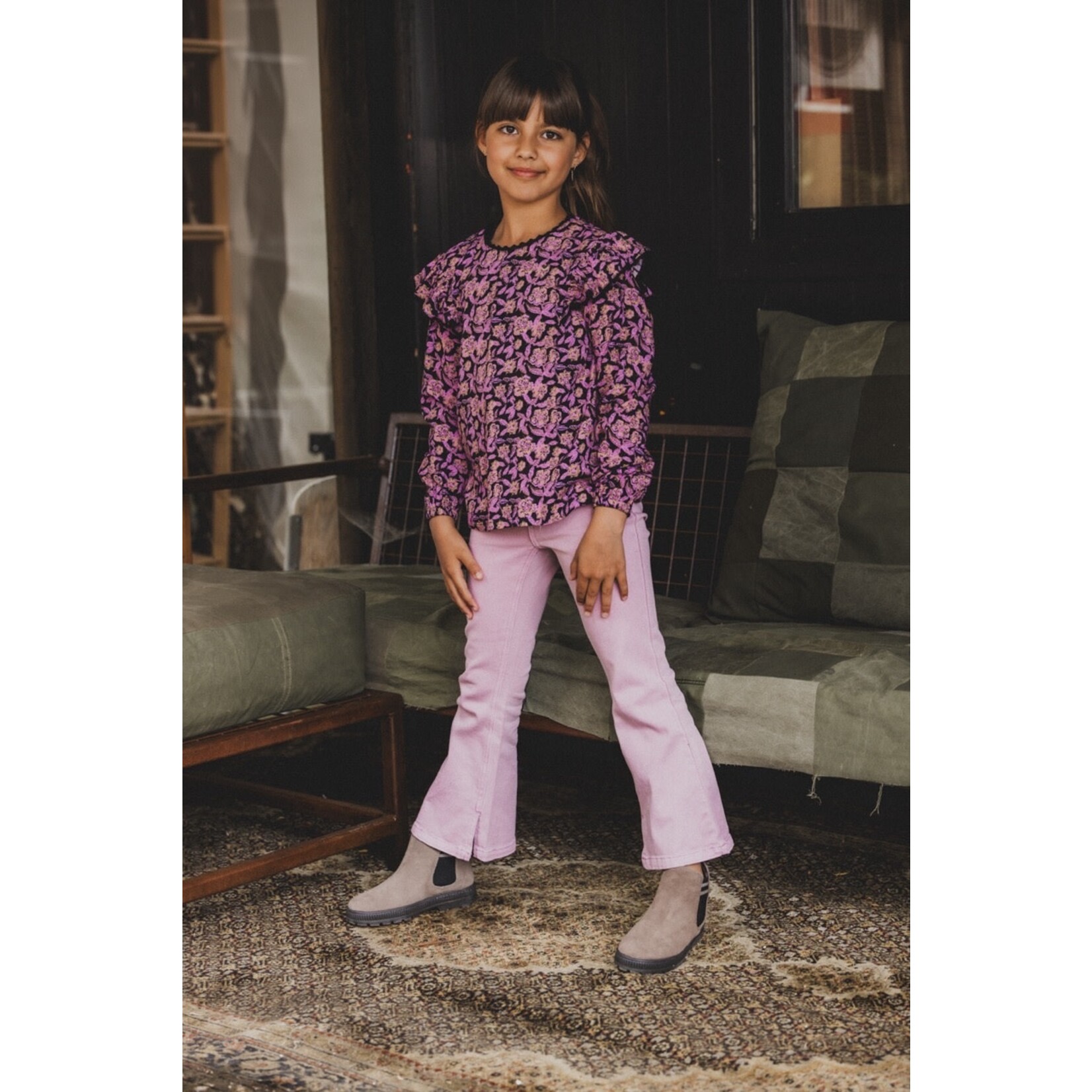 LOOXS Little Little twill flare pants - Purple rain