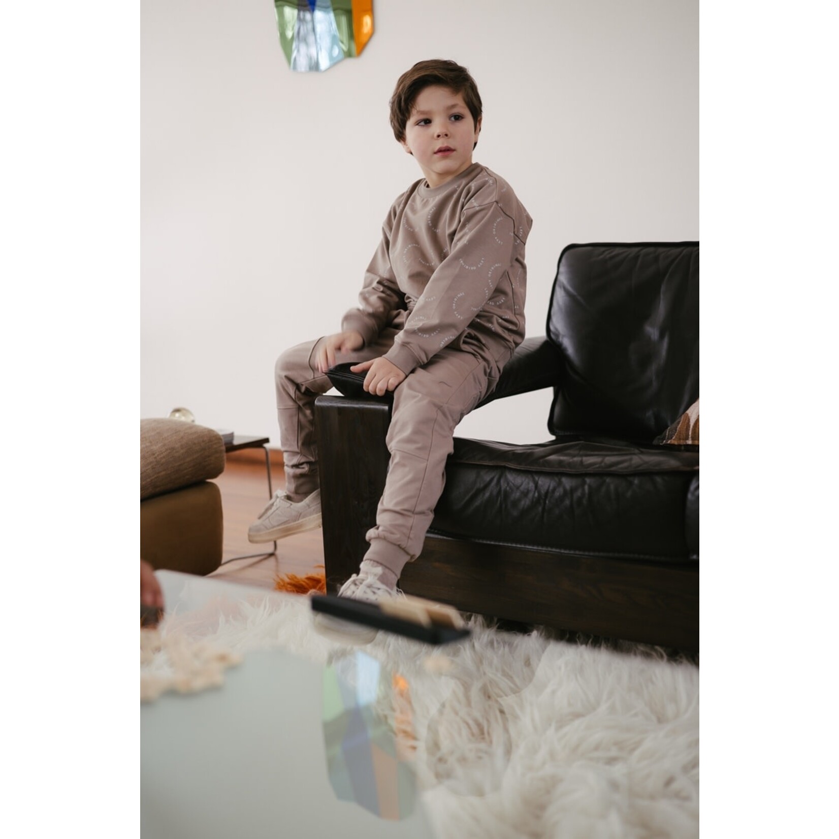 LEVV Little Pascal - AOP Taupe Text