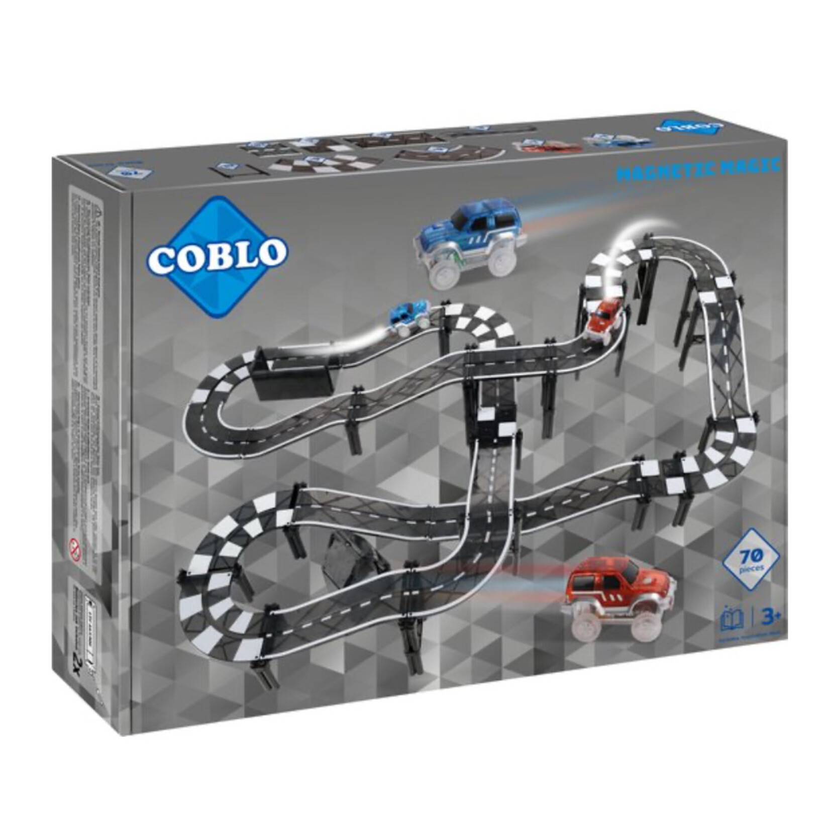 Coblo Coblo Racebaan Zwart Magneetblokken - 70 stuks