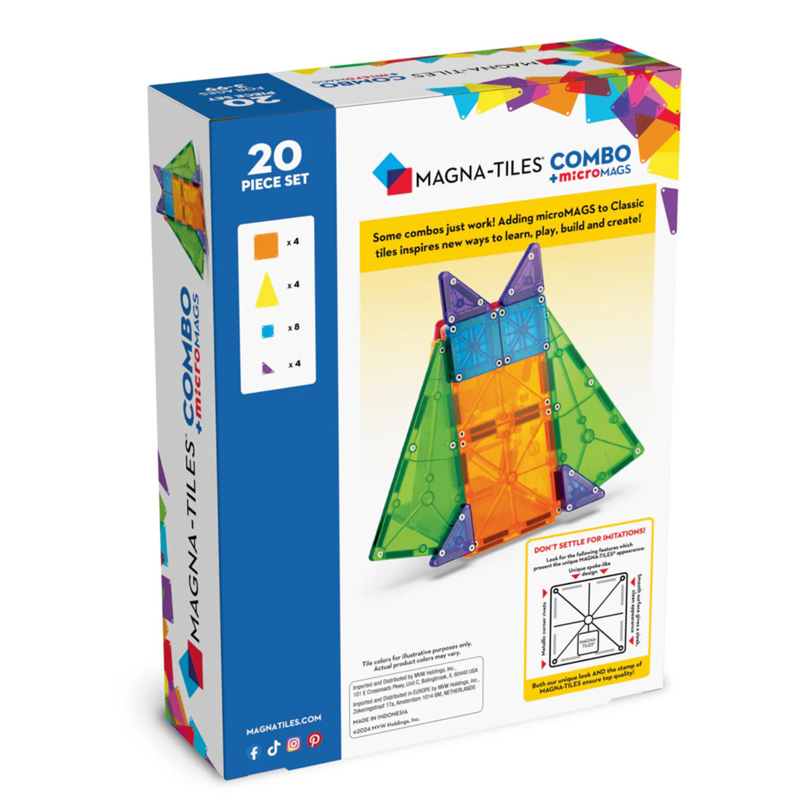 Magna Tiles MAGNA-TILES  Combo met Micro Mags -20 stuks