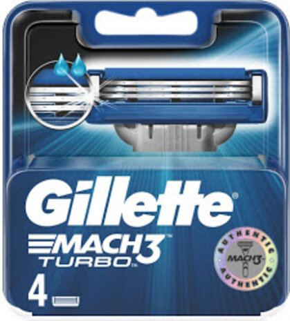 Gillette Gillette Mach 3 Turbo Scheermesjes - 4 stuks Gillette Gillette Mach 3 Turbo Scheermesjes - 4 stuks