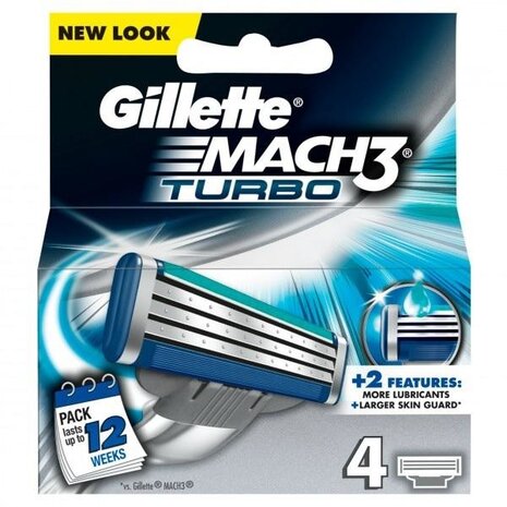 Gillette Gillette Mach 3 Turbo Scheermesjes - 4 stuks Gillette Gillette Mach 3 Turbo Scheermesjes - 4 stuks