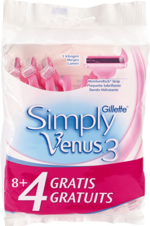 Gillette Gillette Venus Simly 3 - Wegwerpscheermesjes 8+4 stuks