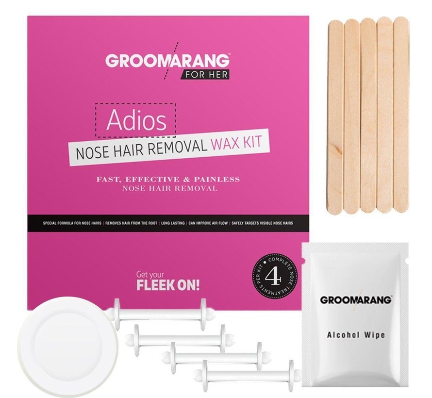 Groomarang Adios Neushaar Verwijder Wax Kit - Voor Haar - Incl. Benodigdheden