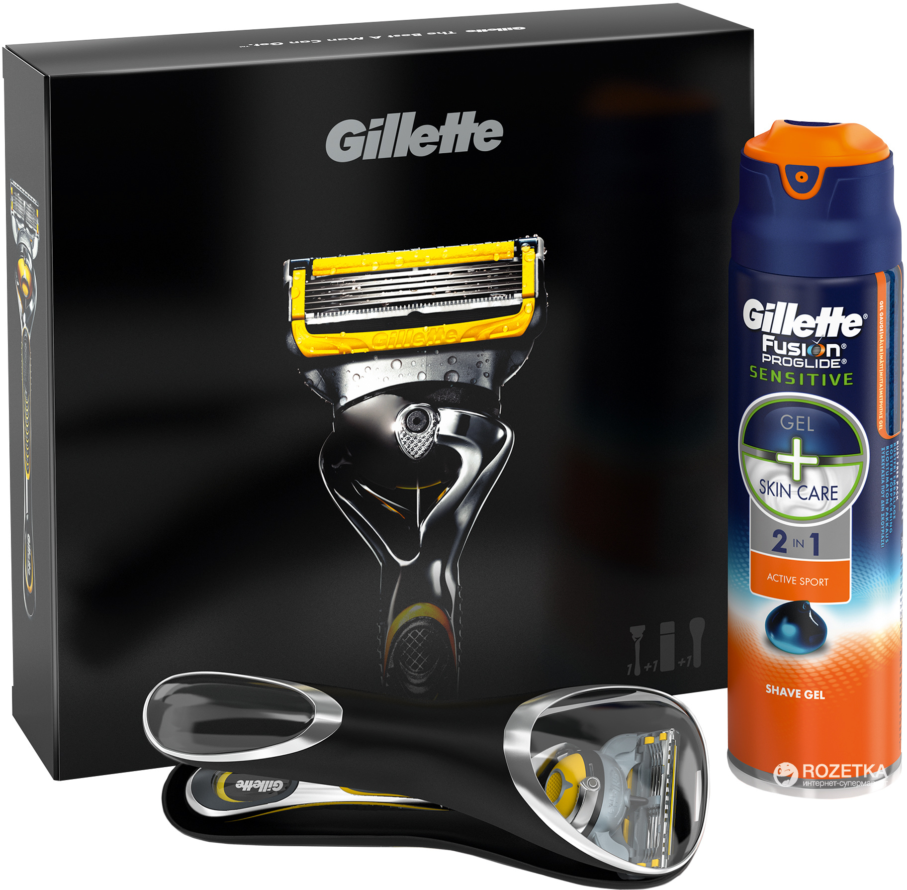 Gillette Fusion ProShield Flexball Set - Scheerapparaat + Scheergel 170ml + Travel Case