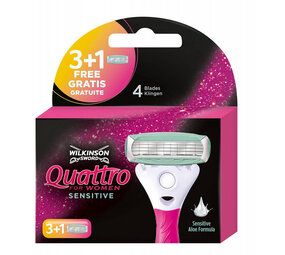 Wilkinson Wilkinson Quattro For Women Sensitive Scheermesjes - 4 Stuks Wilkinson Wilkinson Quattro For Women Sensitive Scheermesjes - 4 Stuks