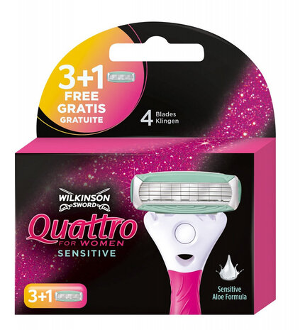 Wilkinson Wilkinson Quattro For Women Sensitive Scheermesjes - 4 Stuks