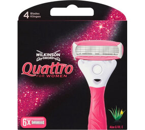 Wilkinson Wilkinson Navulmesjes Quattro For Women - 6 Stuks Wilkinson Wilkinson Navulmesjes Quattro For Women - 6 Stuks