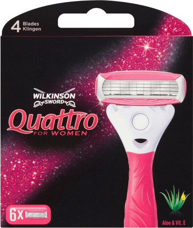 Wilkinson Wilkinson Navulmesjes Quattro For Women - 6 Stuks Wilkinson Wilkinson Navulmesjes Quattro For Women - 6 Stuks