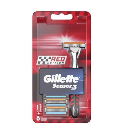 Gillette Gillette Sensor 3 Scheermes Red Edition - 6 Mesjes Gillette Gillette Sensor 3 Scheermes Red Edition - 6 Mesjes