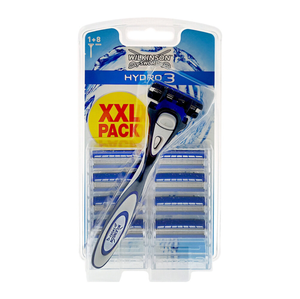 Wilkinson Wilkinson Sword Hydro 3 Scheermes + Mesjes - 9 Stuks Wilkinson Wilkinson Sword Hydro 3 Scheermes + Mesjes - 9 Stuks
