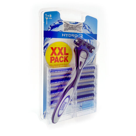 Wilkinson Wilkinson Sword Hydro 3 Scheermes + Mesjes - 9 Stuks Wilkinson Wilkinson Sword Hydro 3 Scheermes + Mesjes - 9 Stuks