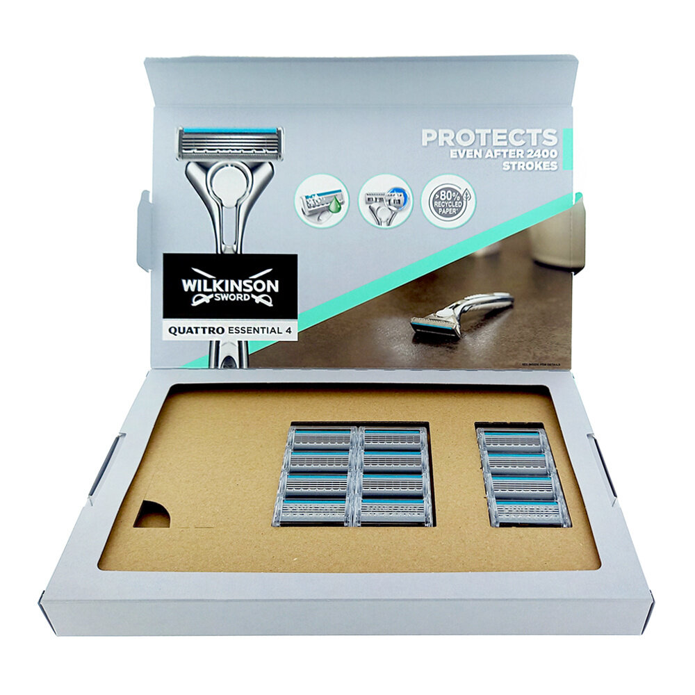 Wilkinson Wilkinson Sword Quattro Titanium Sensitive Scheermesjes - 12 stuks Wilkinson Wilkinson Sword Quattro Titanium Sensitive Scheermesjes - 12 stuks