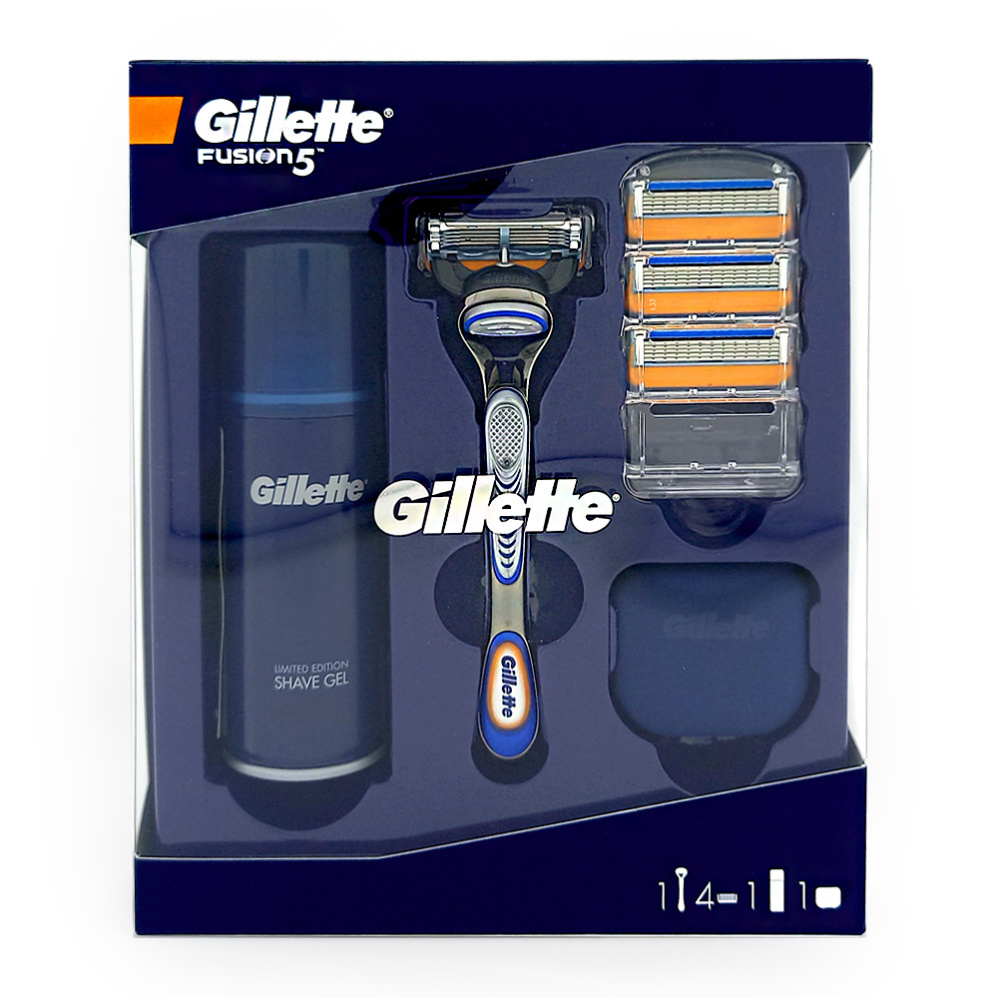 Gillette Fusion 5 Geschenkset Scheersysteem en scheergel + 3 Mesjes