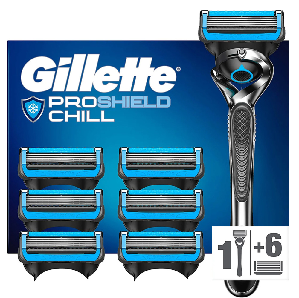 Uiterlijk Likeur kust Gillette Fusion 5 ProShield Chill Scheermes + 6 Mesjes - Voordeligscheren