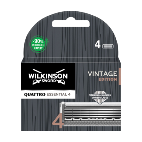 Wilkinson Wilkinson Quattro Essential 4 Vintage Editie - 4 Mesjes Wilkinson Wilkinson Quattro Essential 4 Vintage Editie - 4 Mesjes