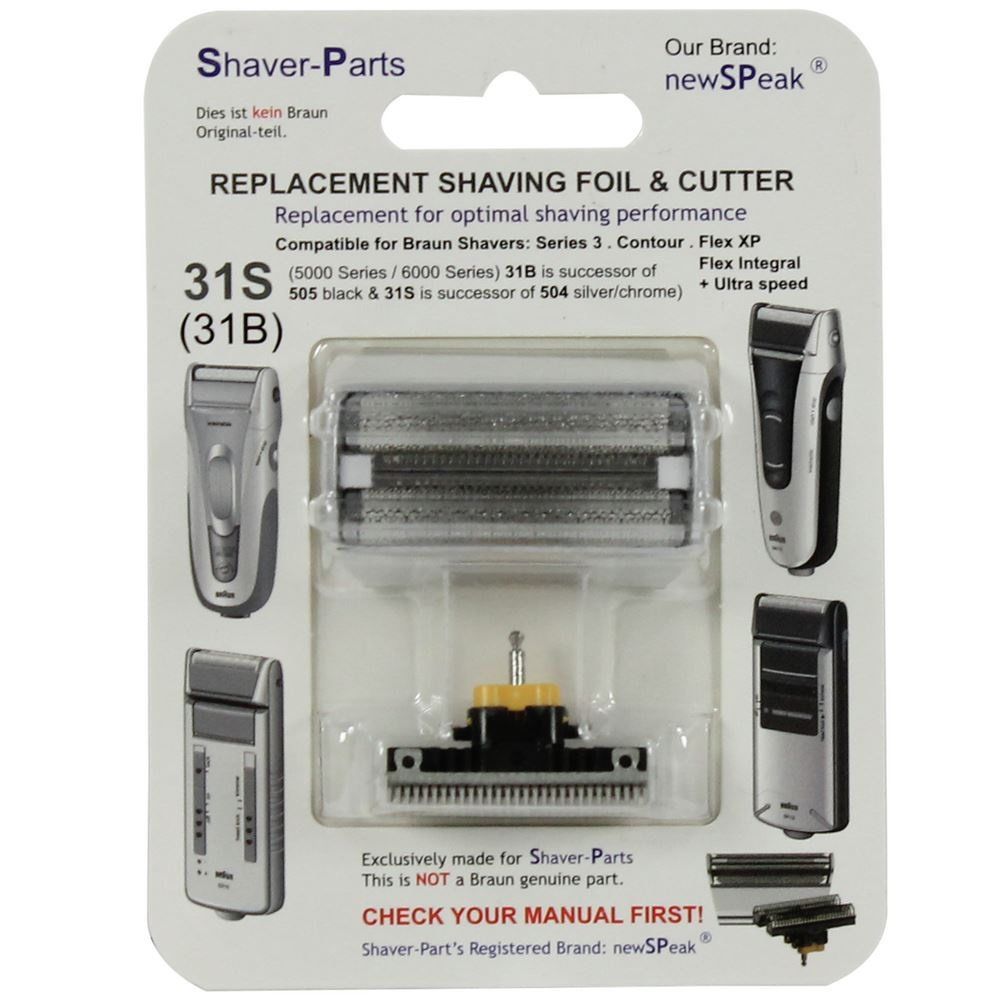 Braun Flex Integral, Contour Series 3 Replacement Shaver Heads 31S (5000  series, 6000 series) Foil and Cutter Set.