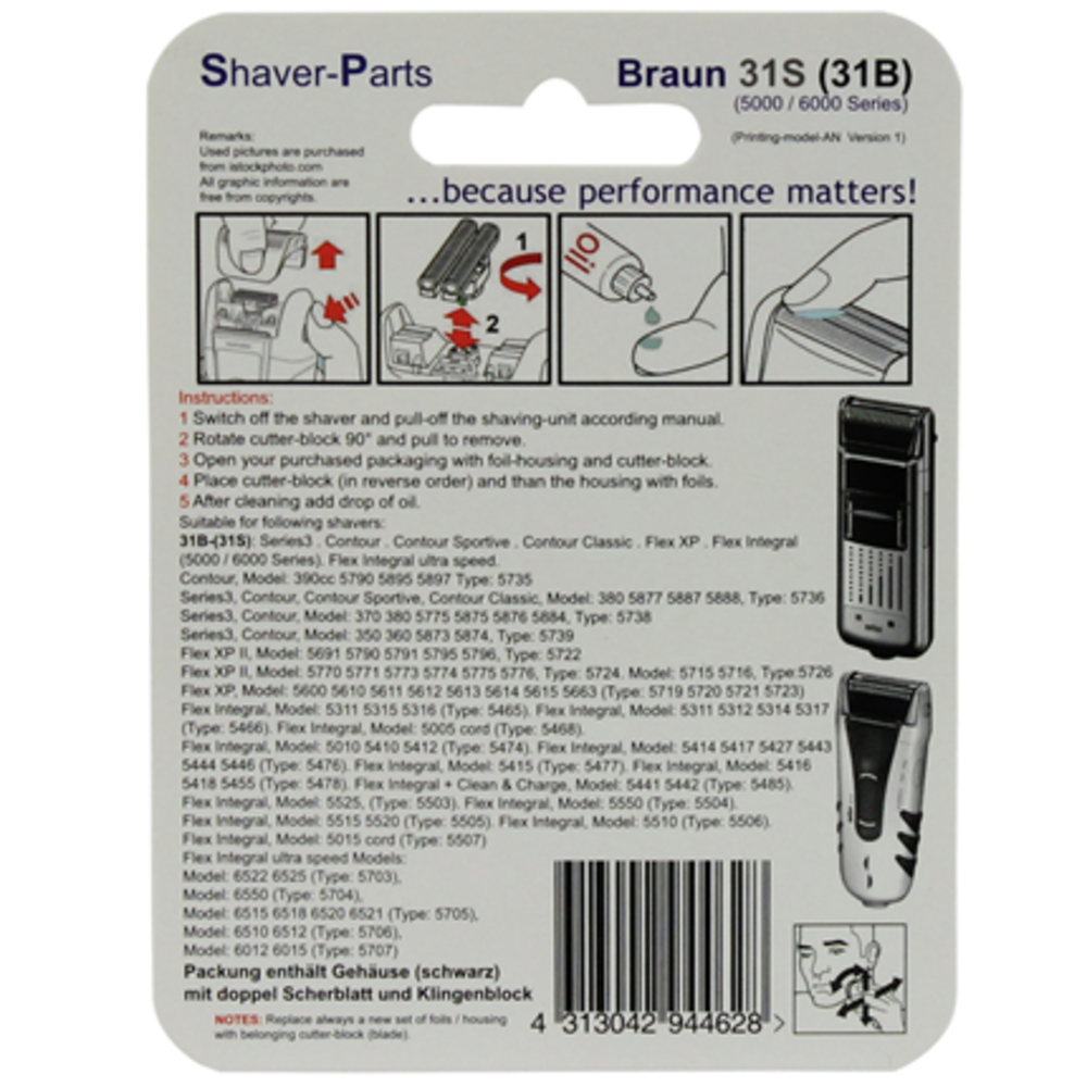 Huismerk Universeel Scheerblad Series 3 31S Foil & Cutter 5000/6000 series Huismerk Universeel Scheerblad Series 3 31S Foil & Cutter 5000/6000 series