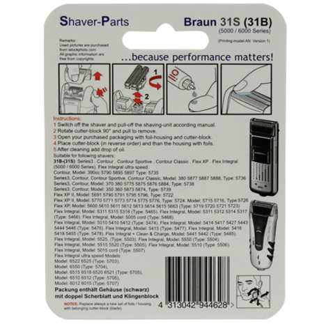 Huismerk Universeel Scheerblad Series 3 31S Foil & Cutter 5000/6000 series Huismerk Universeel Scheerblad Series 3 31S Foil & Cutter 5000/6000 series