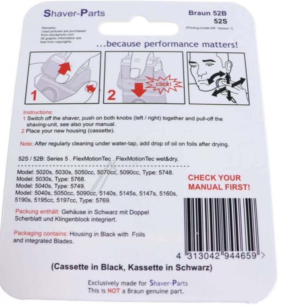 Huismerk Universeel scheerblad Series 5 52S silver Cassette series 5 Huismerk Universeel scheerblad Series 5 52S silver Cassette series 5