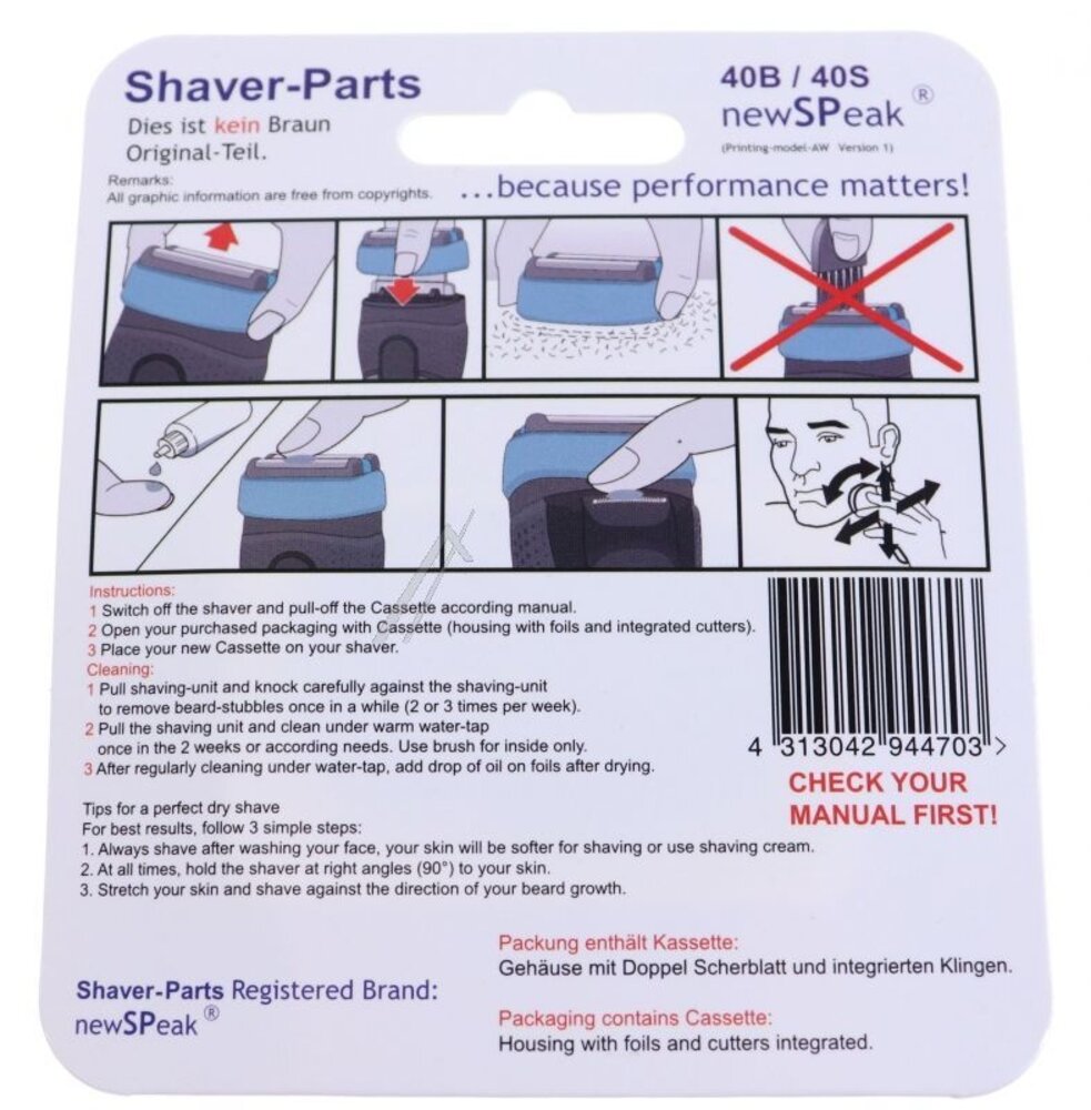 Huismerk Universeel Scheerblad CoolTec 40B/40S voor de CT2s, CT2s-w, CT2cc, ct4,-5,-6cc Huismerk Universeel Scheerblad CoolTec 40B/40S voor de CT2s, CT2s-w, CT2cc, ct4,-5,-6cc