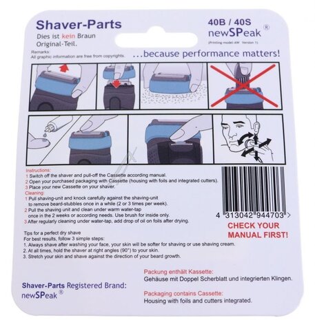 Huismerk Universeel Scheerblad CoolTec 40B/40S voor de CT2s, CT2s-w, CT2cc, ct4,-5,-6cc Huismerk Universeel Scheerblad CoolTec 40B/40S voor de CT2s, CT2s-w, CT2cc, ct4,-5,-6cc