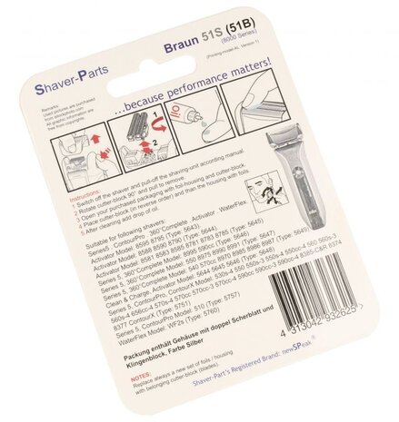 Huismerk Universeel Scheerblad met Messenblok voor de Braun Series 5 51S