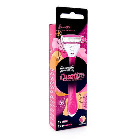 Wilkinson Wilkinson Quattro for Women Scheerapparaat Beauty Edition - Inclusief 1 Scheermesje Wilkinson Wilkinson Quattro for Women Scheerapparaat Beauty Edition - Inclusief 1 Scheermesje