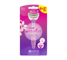 Wilkinson Wilkinson Xtreme 3 Comfort Cherry Blossom Wegwerpscheermesjes - Verpakking van 8 Wilkinson Wilkinson Xtreme 3 Comfort Cherry Blossom Wegwerpscheermesjes - Verpakking van 8