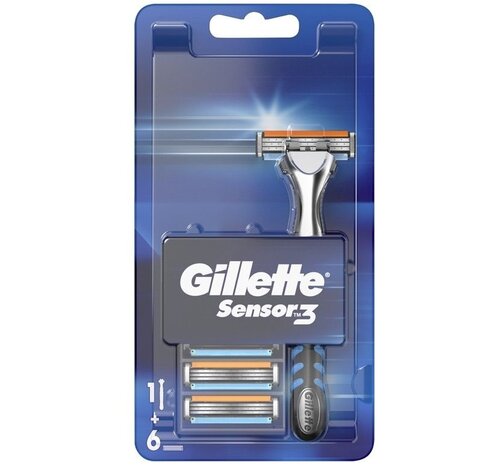 Gillette Gillette Sensor3 Scheersysteem incl - 6 Mesjes Gillette Gillette Sensor3 Scheersysteem incl - 6 Mesjes