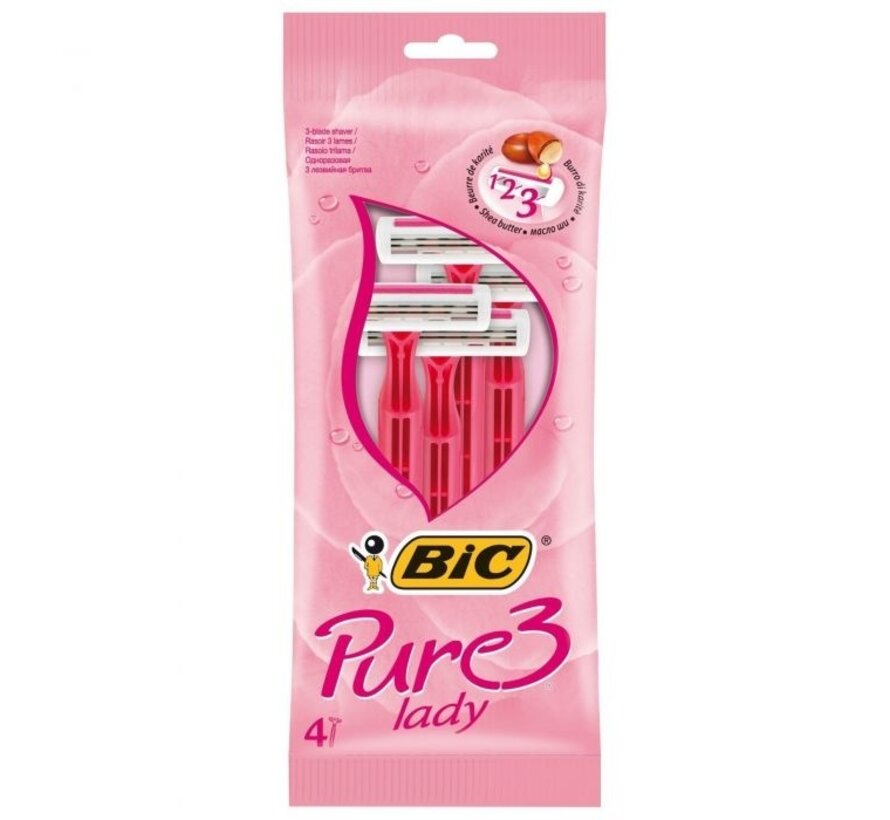 BIC Pure 3 Lady Pink - Set van 4