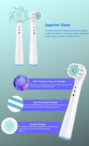 Huismerk Universele Opzetborstels voor de Oral-B Superior Clean - 4st Huismerk Universele Opzetborstels voor de Oral-B Superior Clean - 4st
