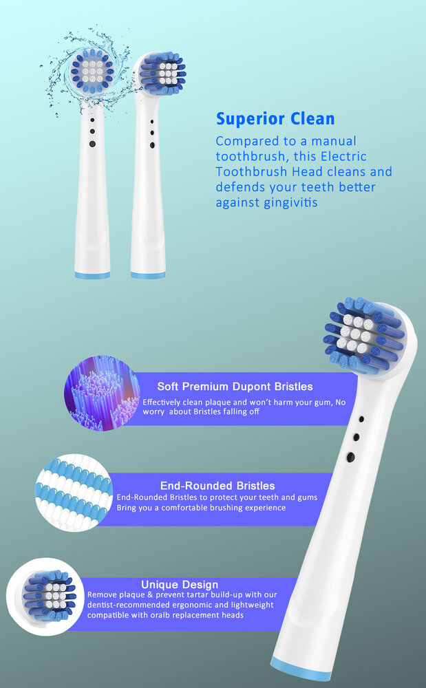 Huismerk Universele Opzetborstels voor de Oral-B Superior Clean blue - 4st Huismerk Universele Opzetborstels voor de Oral-B Superior Clean blue - 4st