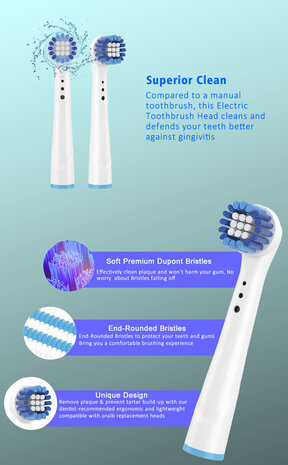 Huismerk Universele Opzetborstels voor de Oral-B Superior Clean blue - 4st Huismerk Universele Opzetborstels voor de Oral-B Superior Clean blue - 4st
