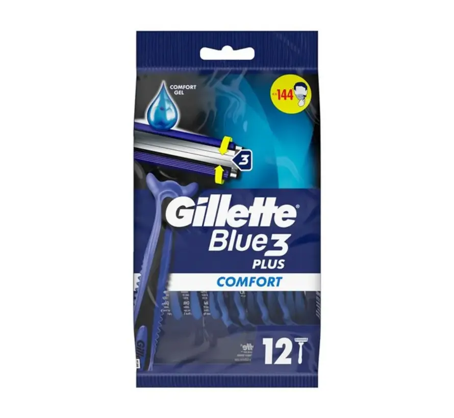 Gillette Blue3 Comfort Wegwerp Scheermesjes Voor Mannen - 12 stuks