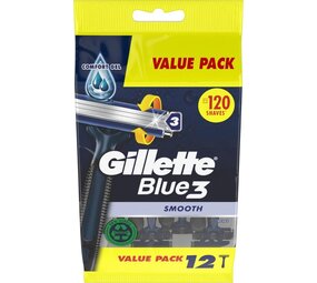 Gillette Gillette Blue3 Smooth Wegwerpscheermesjes Voor Mannen - 12 stuks Gillette Gillette Blue3 Smooth Wegwerpscheermesjes Voor Mannen - 12 stuks