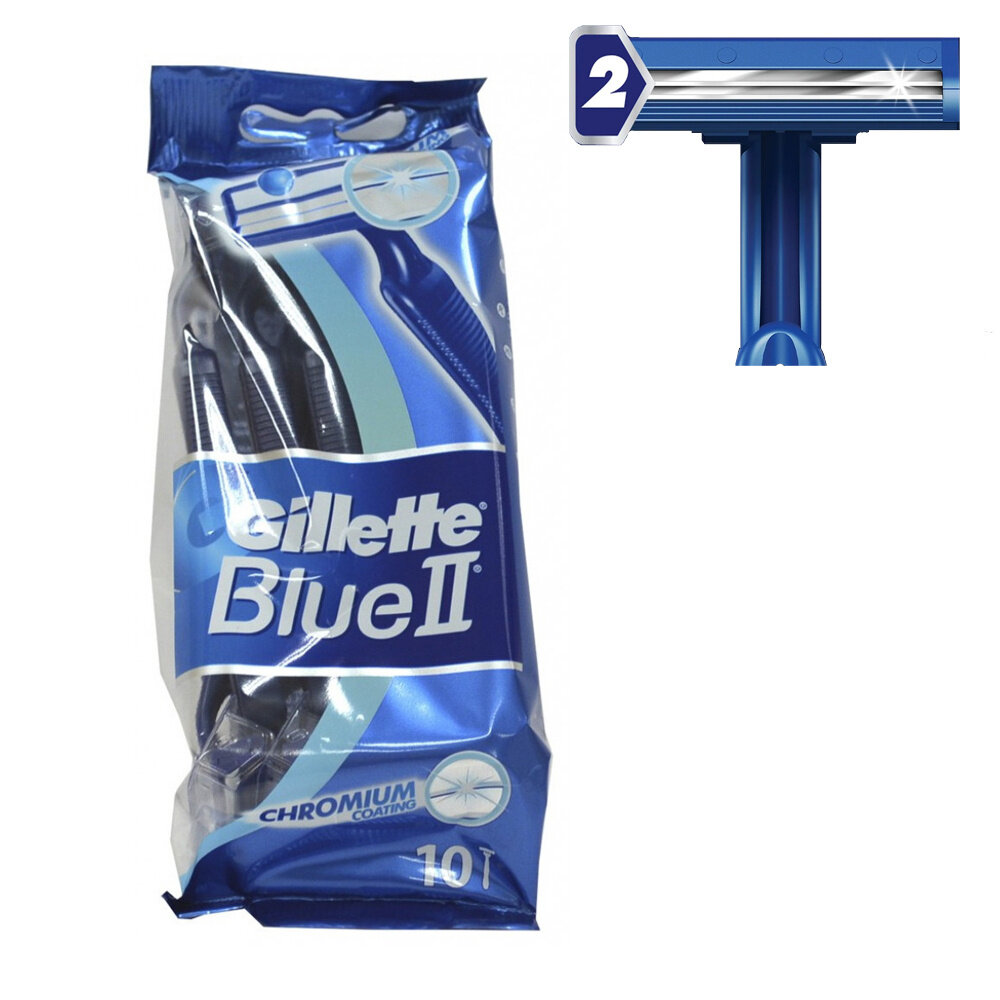 Gillette Gillette Blue II Wegwerp Scheermesjes Voor Mannen - 10 stuks Gillette Gillette Blue II Wegwerp Scheermesjes Voor Mannen - 10 stuks
