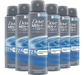 Dove Dove Men + Care Clean Comfort Deodorant Spray Voordeelverpakking - 6x150 ml Dove Dove Men + Care Clean Comfort Deodorant Spray Voordeelverpakking - 6x150 ml