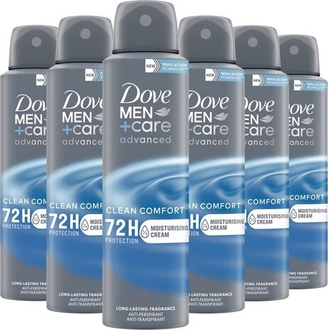 Dove Dove Men + Care Clean Comfort Deodorant Spray Voordeelverpakking - 6x150 ml Dove Dove Men + Care Clean Comfort Deodorant Spray Voordeelverpakking - 6x150 ml