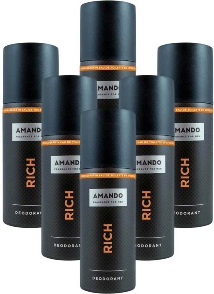 Amando Amando Deodorant Spray Rich Voordeelverpakking - 6x150 ml Amando Amando Deodorant Spray Rich Voordeelverpakking - 6x150 ml